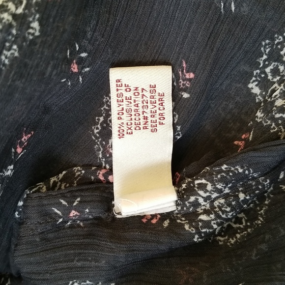 "Mudd" Size M Dark Navy Sheer Boho Top - Picture 10 of 12